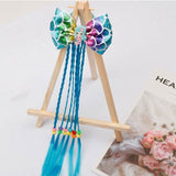 Xugar Hair Accessories Hair Bows Hair Bands for Girls Mermaid Bowknot Scrunchie for Hair Tie Kids Long Braid Pigtails Headband