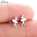 Jisensp Stainless Steel Ballet Earrings for Women Mickey Earing Fashion Tree of Life Stud Earring Girls Jewelry Kids Accessories
