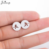 Jisensp Stainless Steel Ballet Earrings for Women Mickey Earing Fashion Tree of Life Stud Earring Girls Jewelry Kids Accessories