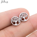 Jisensp Stainless Steel Ballet Earrings for Women Mickey Earing Fashion Tree of Life Stud Earring Girls Jewelry Kids Accessories