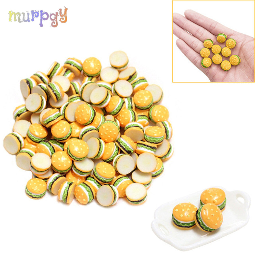 5Pcs Mini Hamburger Supplement Charms Filler Addition for Slime DIY Polymer Accessories Toy Lizun Modeling Clay Kit for Kids